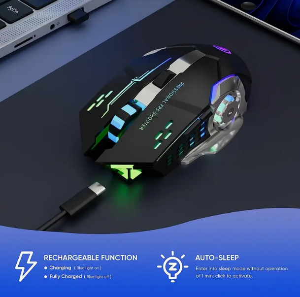 MOUSE GAMER INALAMBRICO DOBLE FRECUENCIA DPI AJUSTABLE