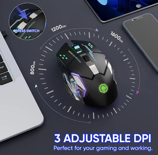 MOUSE GAMER INALAMBRICO DOBLE FRECUENCIA DPI AJUSTABLE